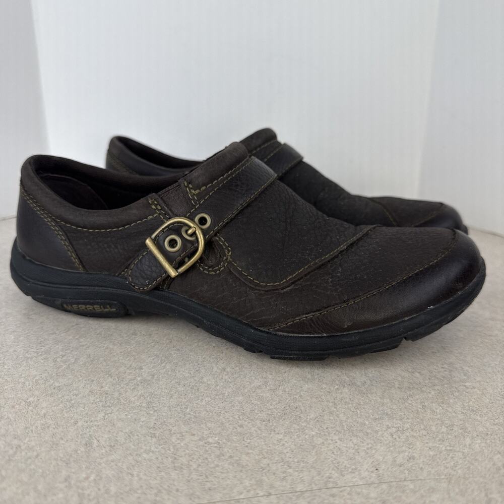 Women’s Merrell Dassie Buckle Mocs Brown‎ Clog Loafers Shoes Size 8